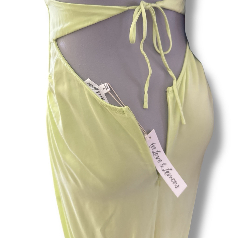 For Love & Lemons Toni Cutout Maxi Dress in Lime Green size Small NWT - Picture 7 of 8
